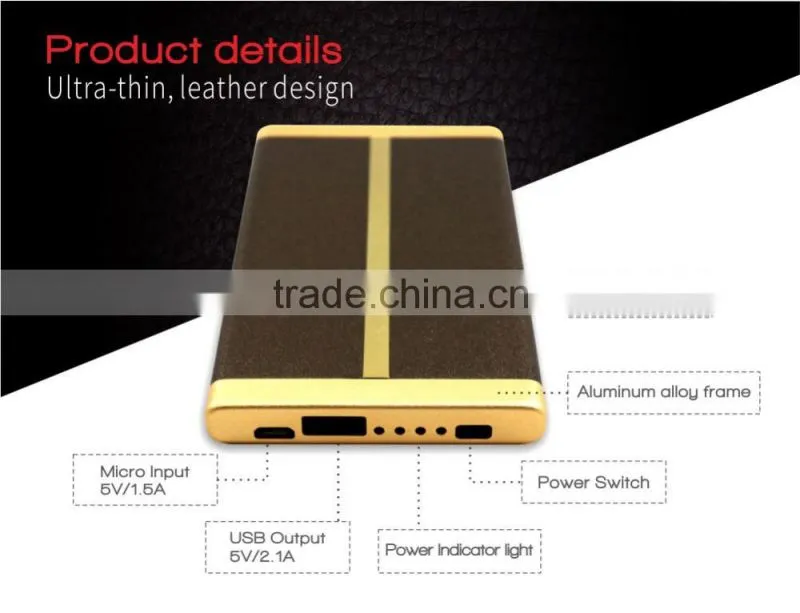 Customizing LOGO portable charger 6000mah leather power bank
