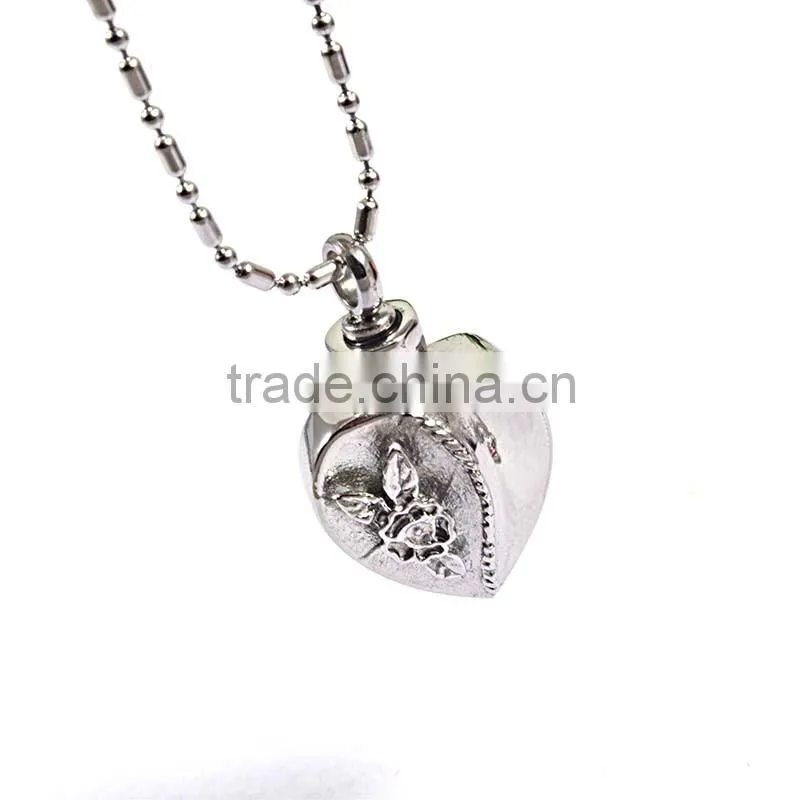 Engravable Stainless Steel Heart Pendant Perfume Bottle Pendant