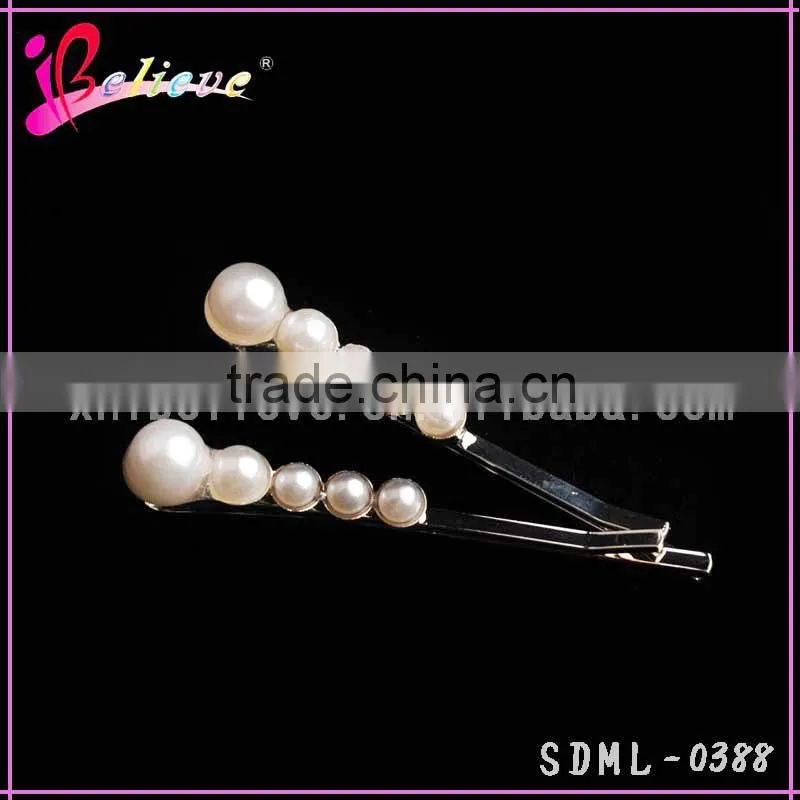 Cute pearl hair accessories made in China Yiwu pearl hair clip pearl pin for girls