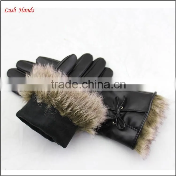 ladies PU working leather gloves women winter