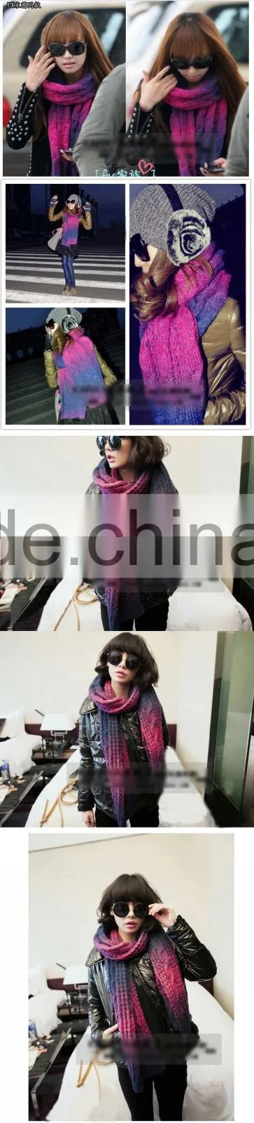 2014 Winter Latest Fashion Warm Unisex Man Women Fitted Space Dye Long Knit Scarf