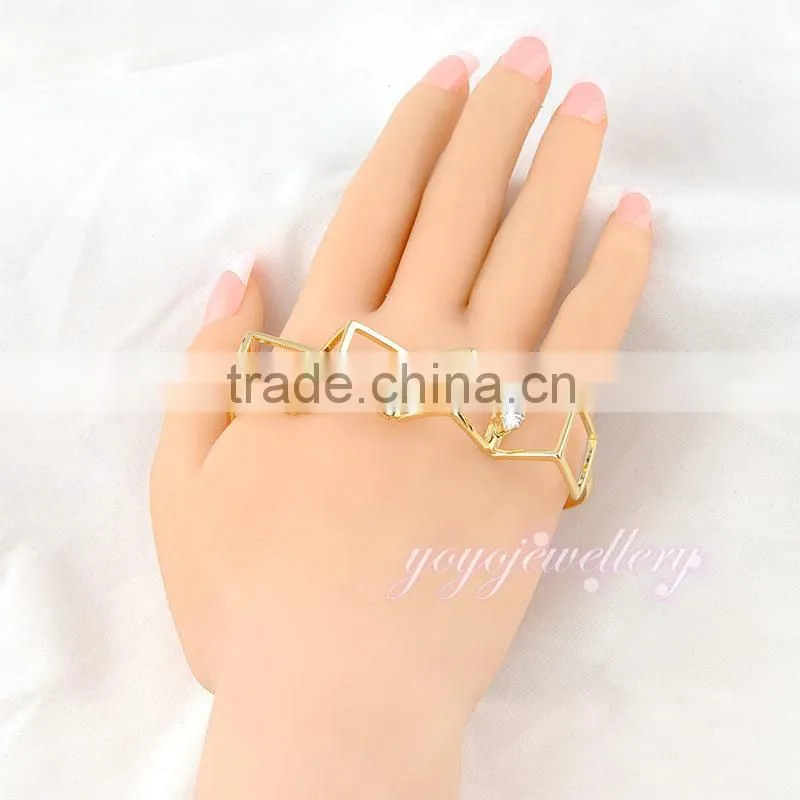 Elegant semi precious stone yellow gold bracelet hand bracelet