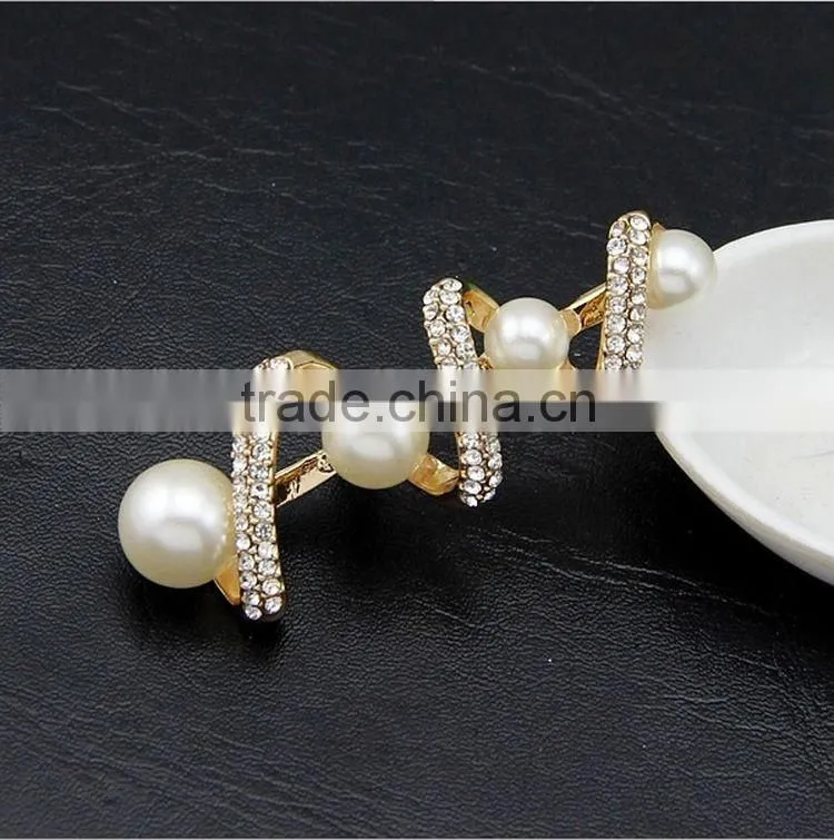 Fashion Jewelry 2016 Factory Direct Wholesale Rhinestone Pearl Spiral Style Brooch