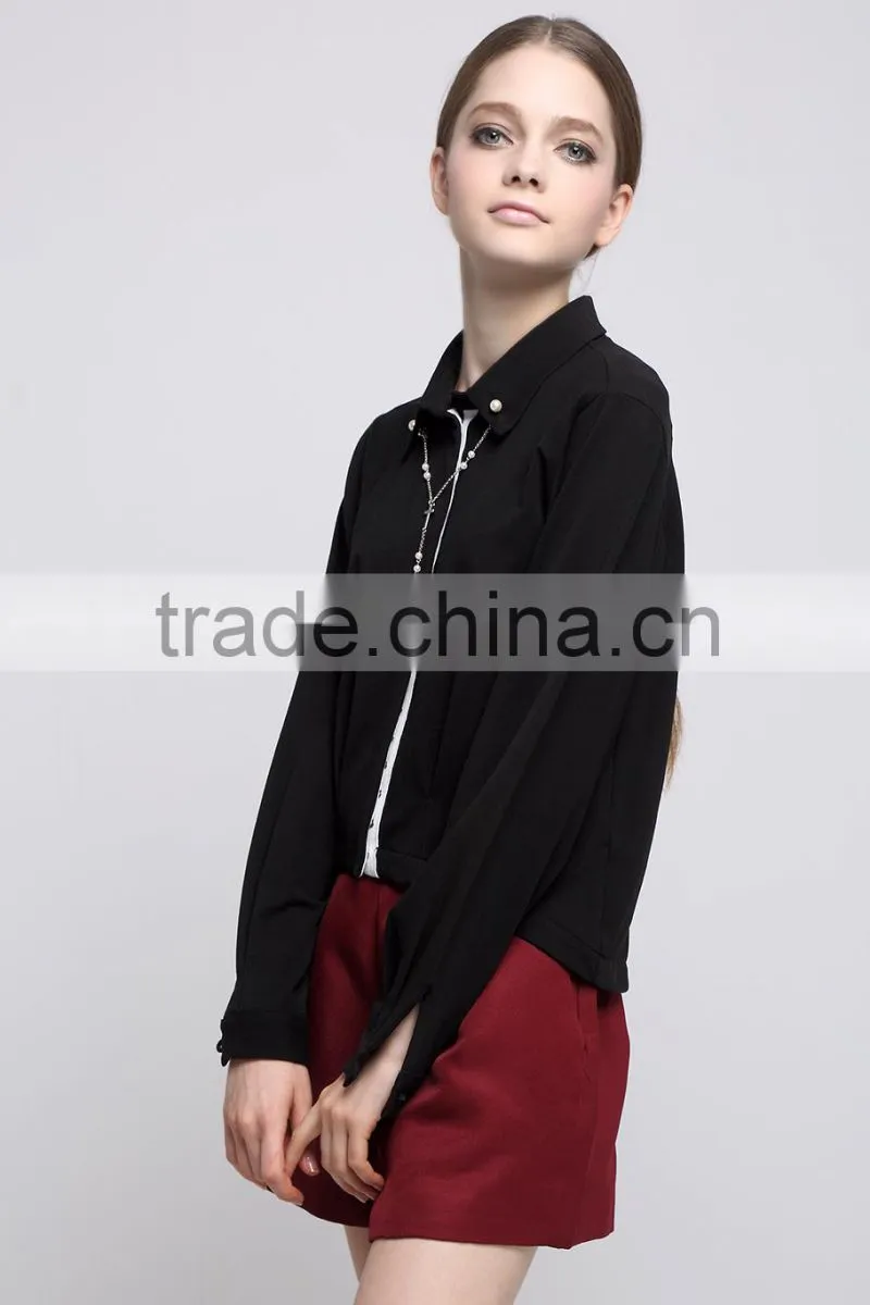 Fashion Black long sleeve blouse simple design