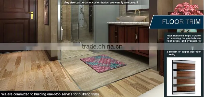 elegant looking aluminium wood grain floor trim floor transition cover strip