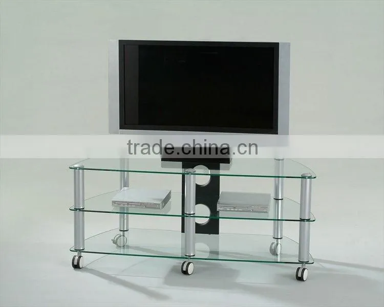 Modern TV Stand/ Glass TV Showcase with wheel