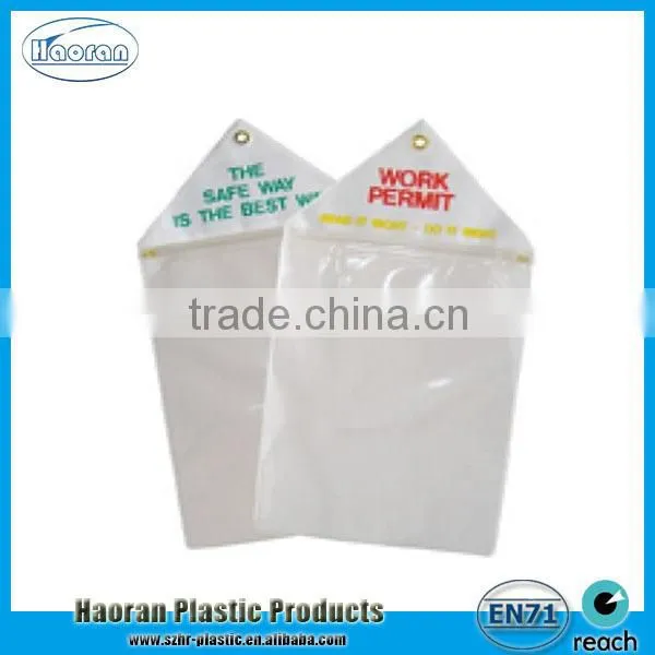 New design plastic pvc hanging permit holder