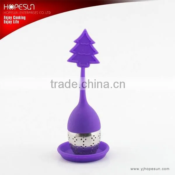 New design snow shape silicone tea strainer with saucer