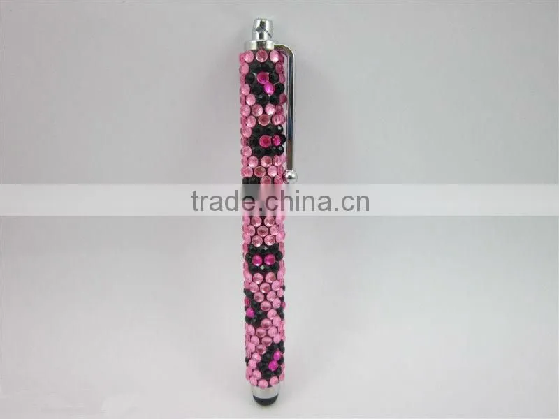 Beautiful bling stylus ball pen for touch screeen phone,ball pen with shiny stone decoration