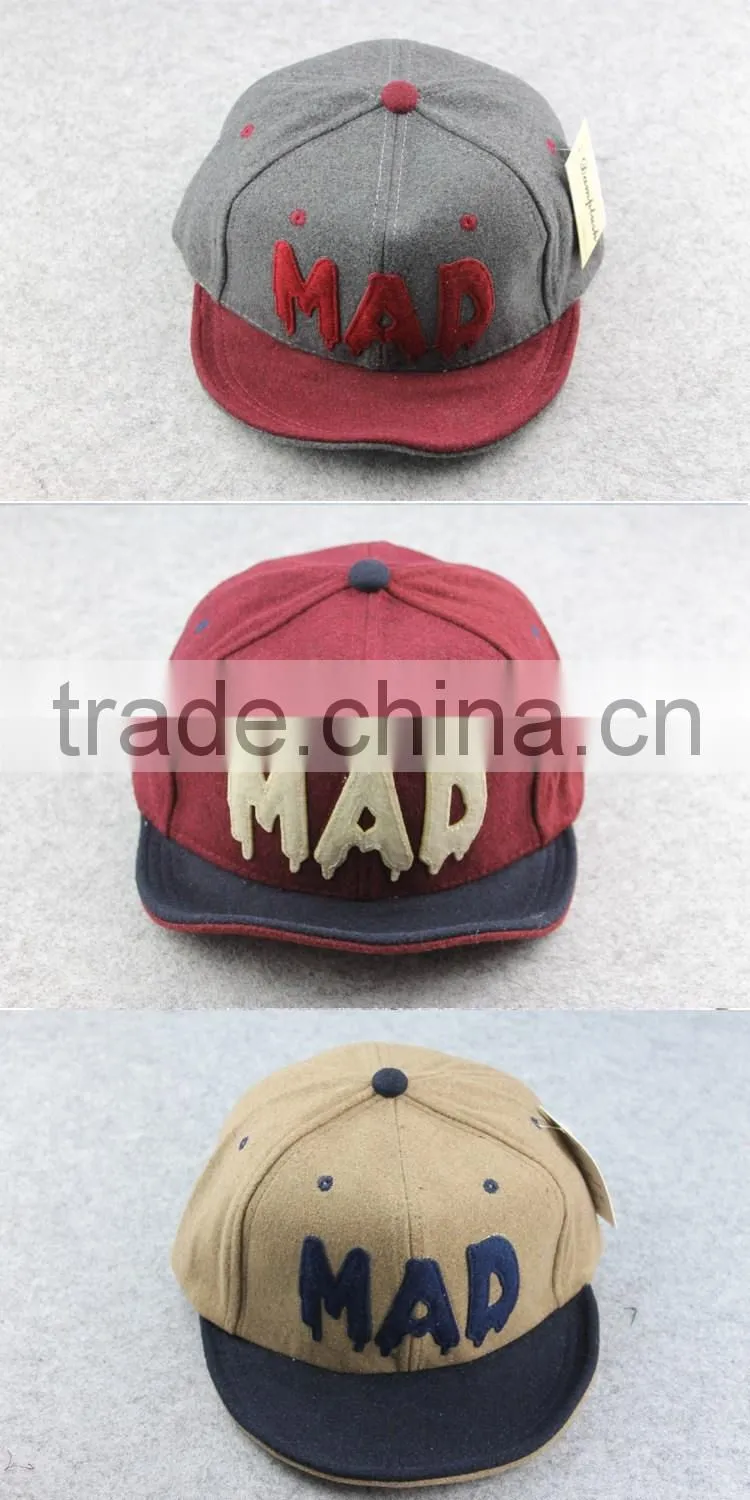 BSH030D Autumn winter felt fake wool custom baseball cap new design sport snapback hat