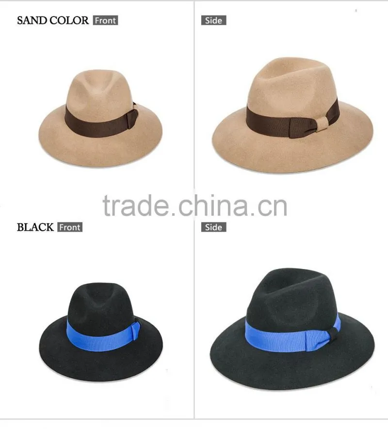 Custom Wide Brim Wool Felt Hat Wholesale Women Men Fedora Hat