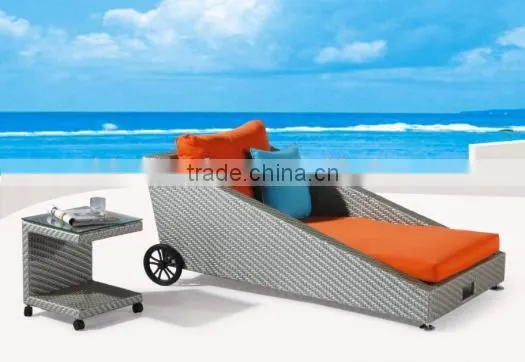 2015 Garden furniture beach chair/wicker furniture/used chaise lounge (DH-9572)