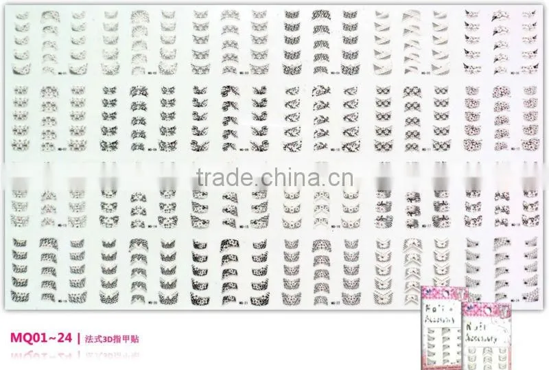 12 tips nail art stickers checkerboard black and white color Nail Accessories/ high quality products made in china