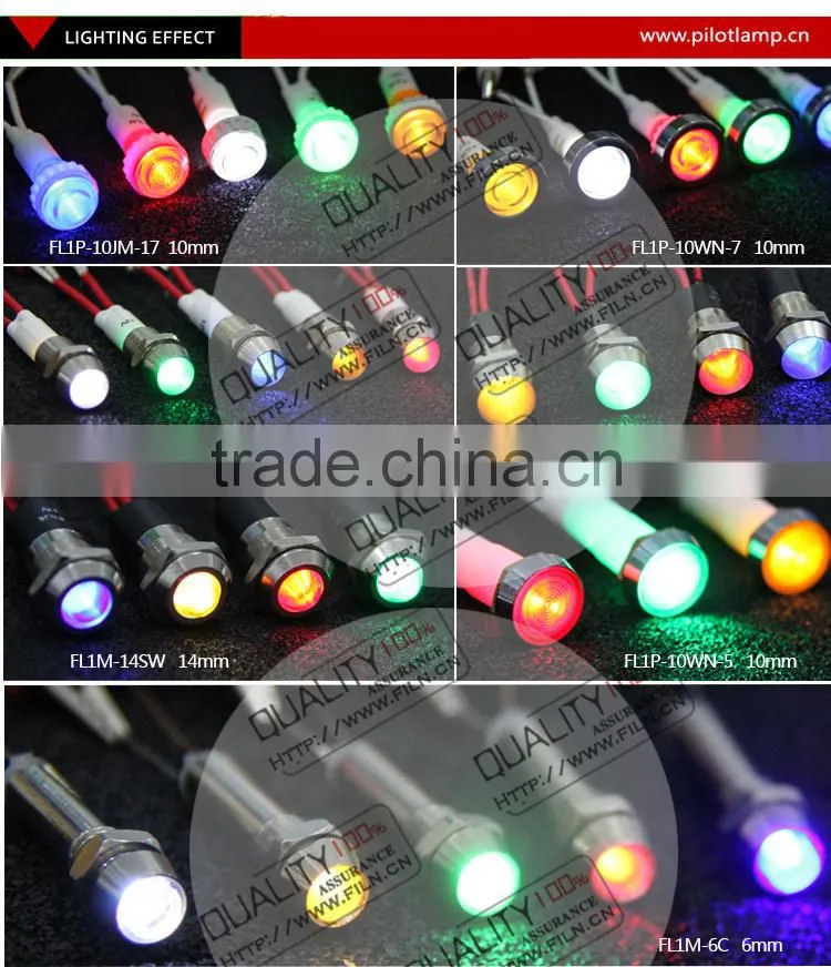 HIGH BRIGHTNESS 10MM Plastic White 12V Led Indication Lamp With Wire