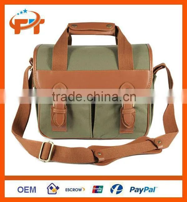 Canvas camera bag for 1 camera 2 lens and can for ipad
