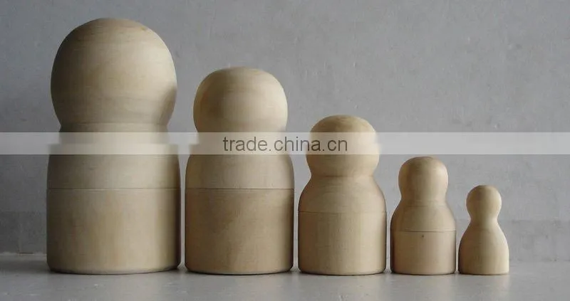 Unpainted gifts Nesting Dolls 5pcs set Blank Matryoshka Matreshka wooden