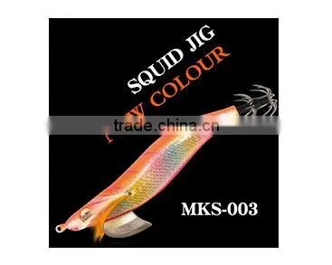 Gold body red head double hook squid jig