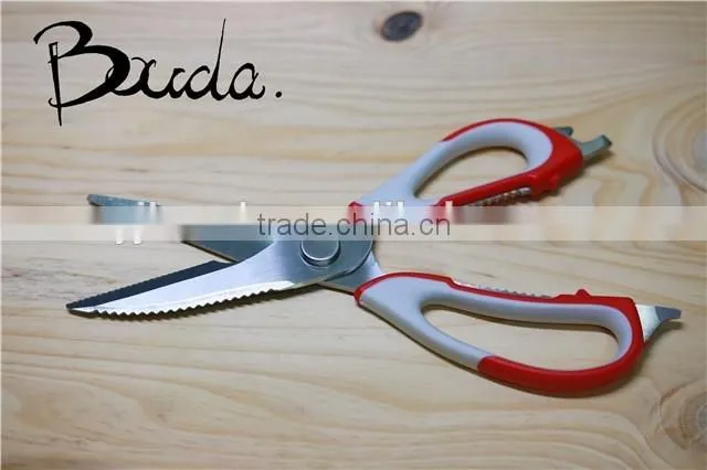 Multifunction stainless steel kitchen scissors with PP+TPR handle BD-S1630