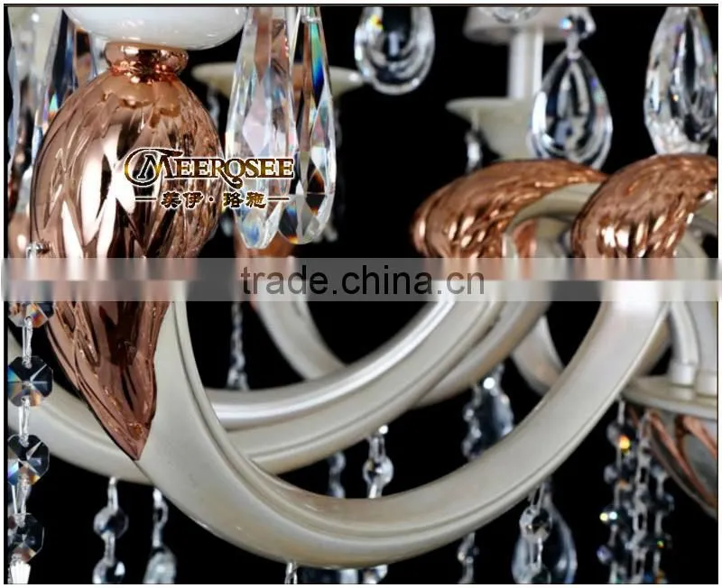 China Supply Metal Crystal Chandelier Lamp With Fabric Shade MD8788-6