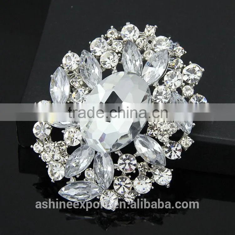 Cheap elegant bridal hollow bulk crystal flower rhinestone brooch/handmade rhinestone brooch