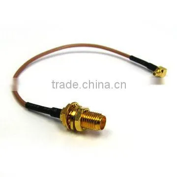 SMA female bulkhead to MMCX male right angle R/A with RG316 cable, cable assembly, pigtail, jumper cable