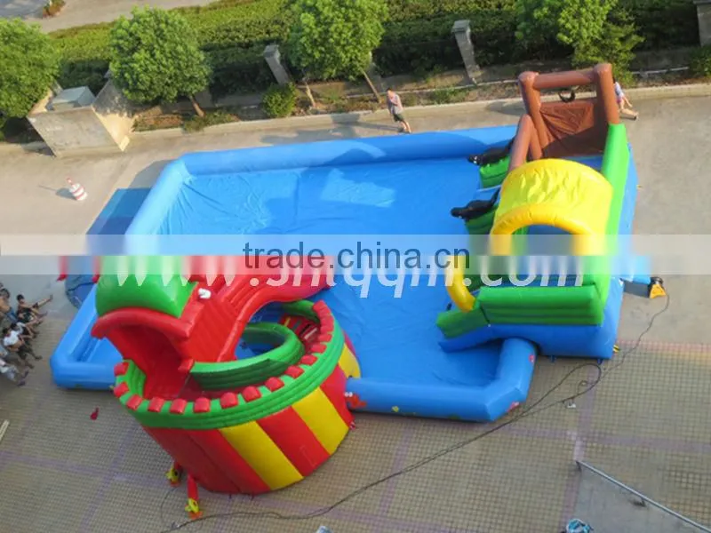 Lanqu inflatable water park with Pool and Slide