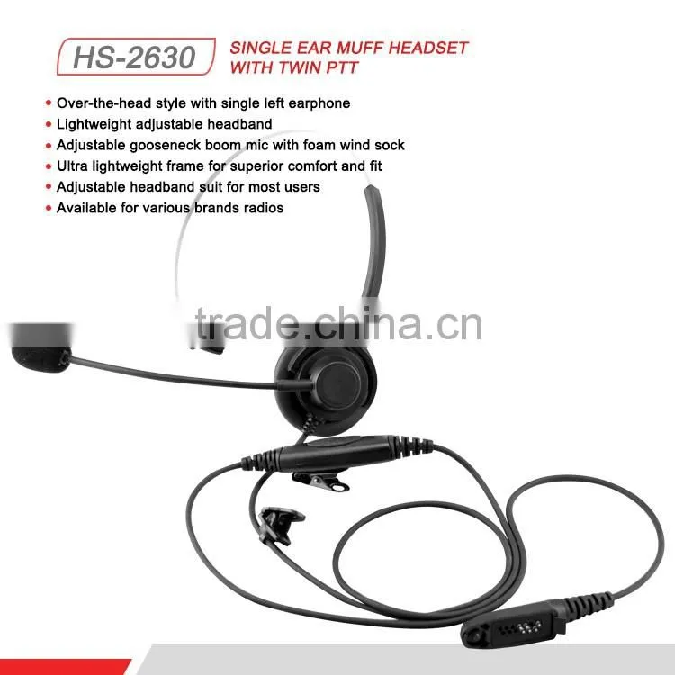 Heavy Duty Headset With Quick Disconnect Jack Adjustable Gooseneck Boom Mic