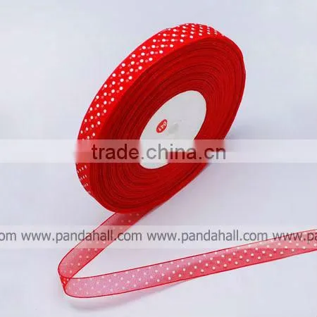 Printed Dots Organza Ribbon for Jewelry Making(ORIB-Q003-8)