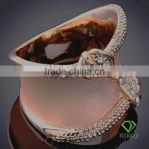 18k rose gold plating crystal leaf rings