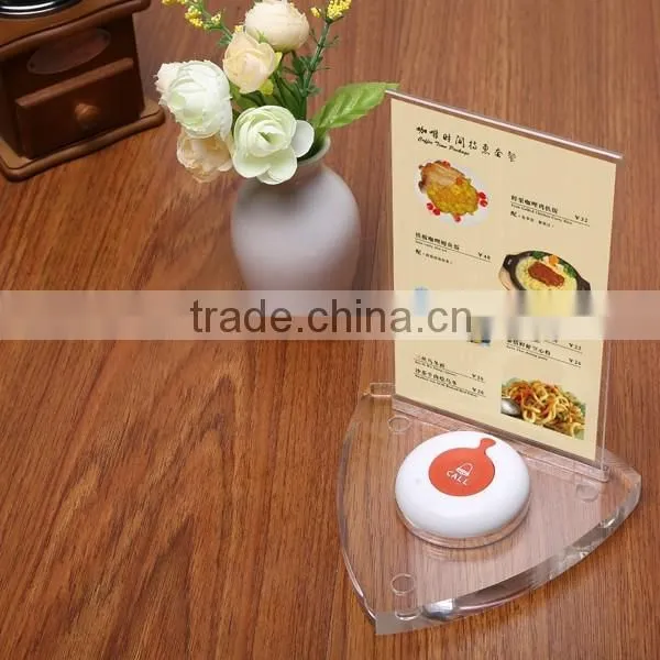 innovative clear restaurant menu holder,table menu holder,acrylic menu stand with call button table stand manufacturer