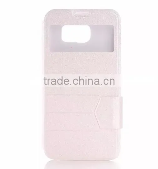 Factory Wholesale Flip Stand Window PU Leather Case For Samsung Galaxy S6