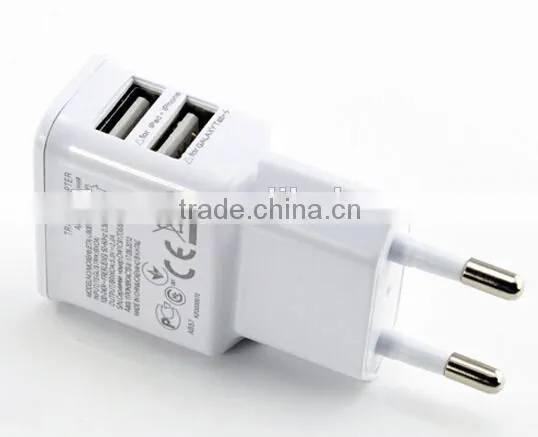 5V/2A EU Plug Dual USB Wall Charger Mobile Travel Charger for Samsung/iPhone/iPad