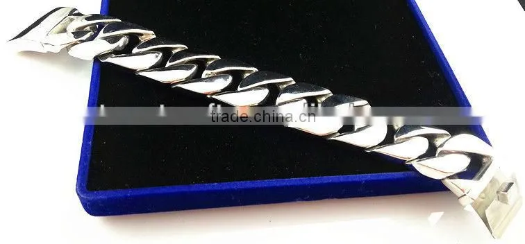 B476s 316l stainless steel fashion 2.5cm wide big heavy high polish chain bracelet