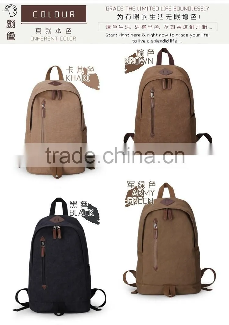 China Manufacturers Hidden Compartment Day Backpack Cotton Softback Leisure School Bag