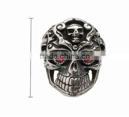 Stainless Steel Titanium Silver Men's Skull Men Cool Biker Punk Ring Retro