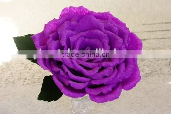 Handmade Purple Rose Diameter 13 inches, Large Paper Flower, Purple Wedding Bouquet, Bright Purple Large Rose