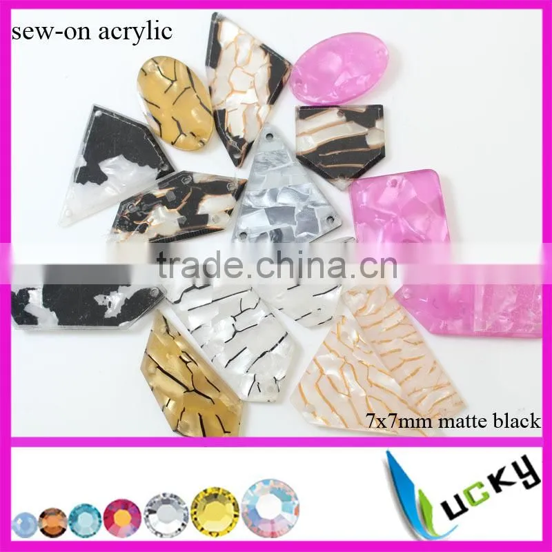 Wholesale large size shell effect marbel effect sew-on acrylic stone