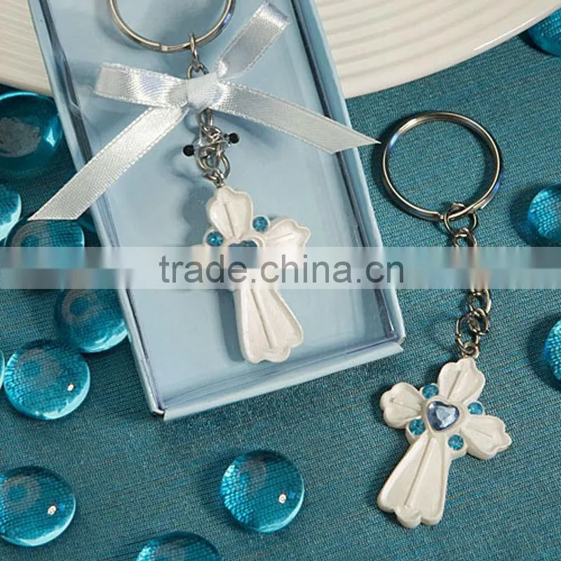Pink - blue crown themed princess metal keychain for baby showers