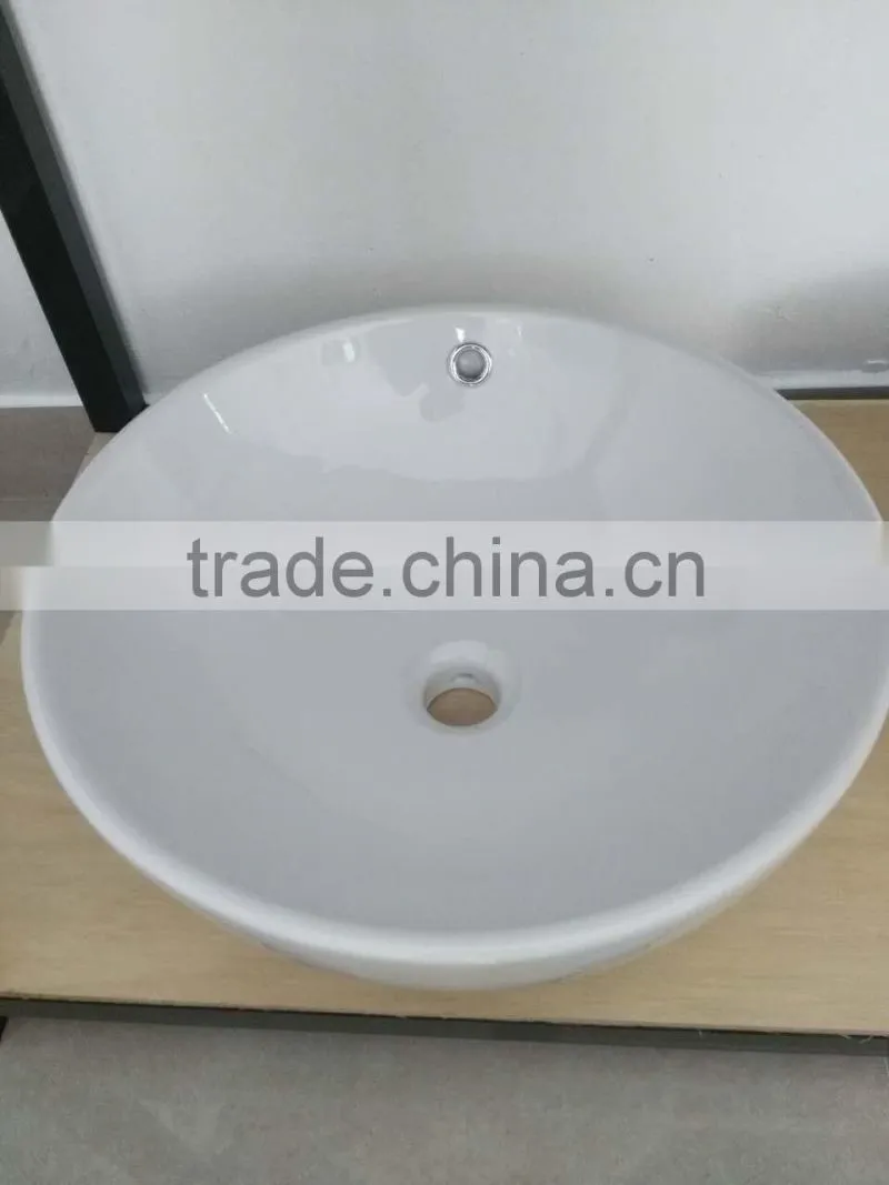bathroom ceramic art basin sanitary ware round shape single hole white clear hot sale wc art basin YB001