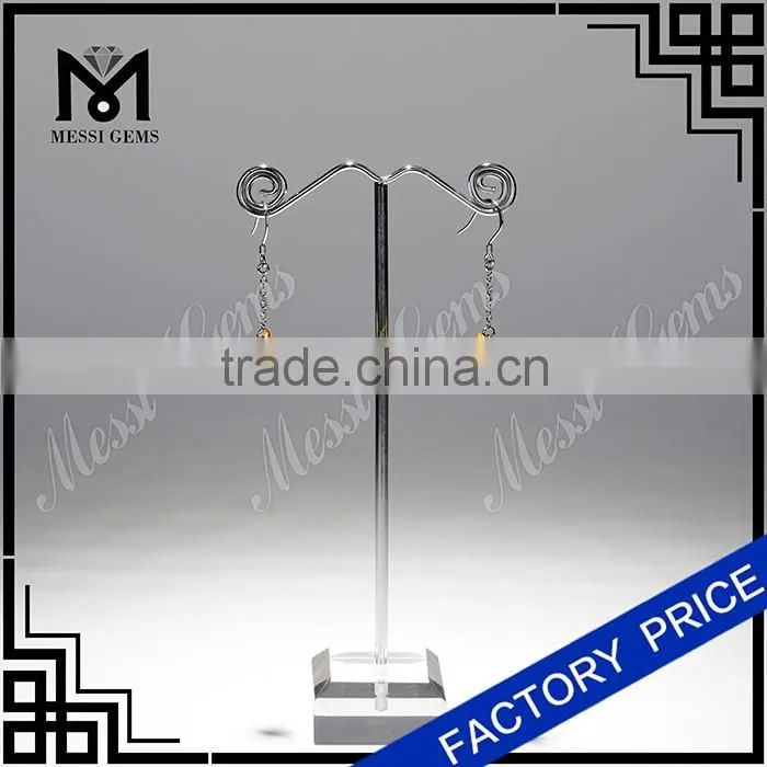 yellow cz earrings marquise stones simple women earrings in silver