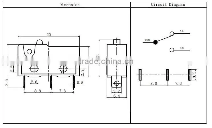 KW11-00 mini left and right angle Micro switch