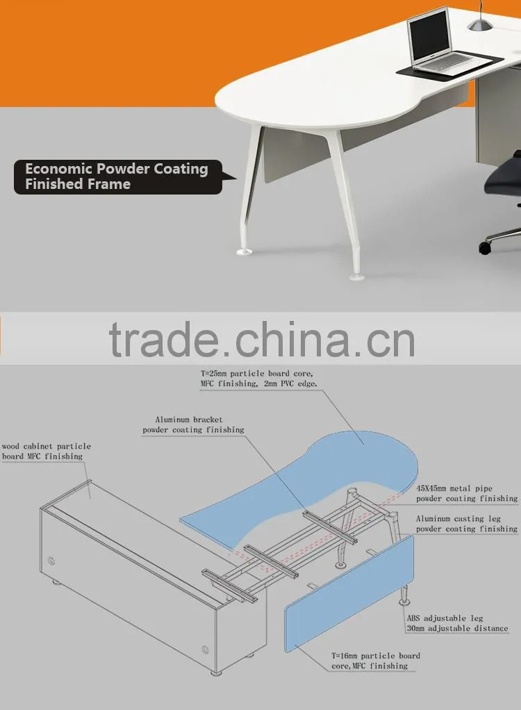 2016 latest design office furniture manager desk with alum frame