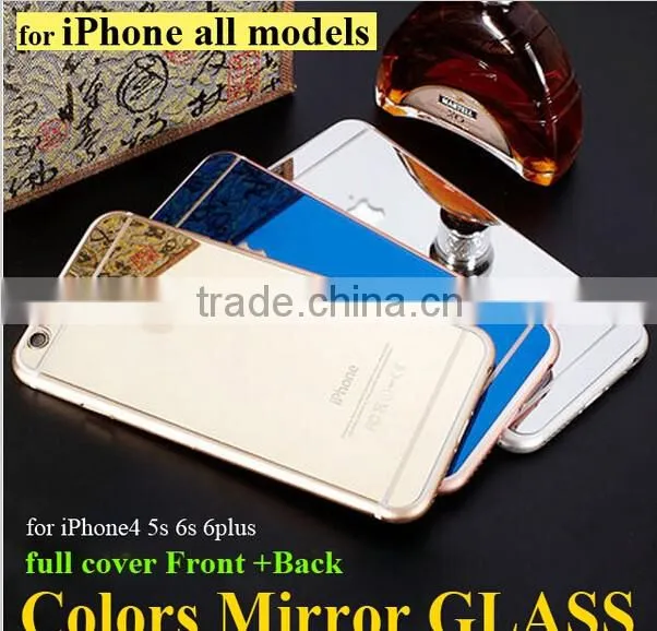 Colorful Tempered glass mirror screen protector for iphone6 Plating mirror screen cover