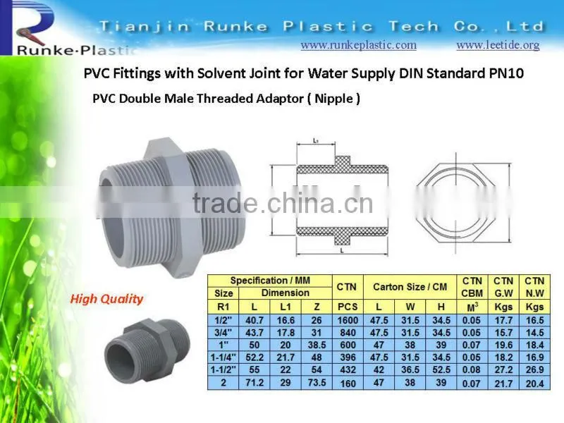 PVC Pipe Fittings with Solvent Joint for Water Supply