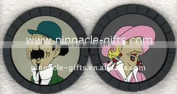 2D silicone round shape coaster/bar mats
