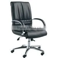 Mid Back Black Leather Home Office Furniture Meeting Chairs Office with no Wheels