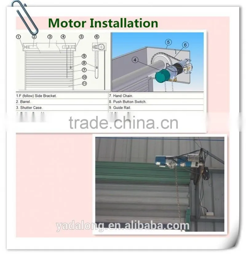 Overhead garage door motor for rolling door