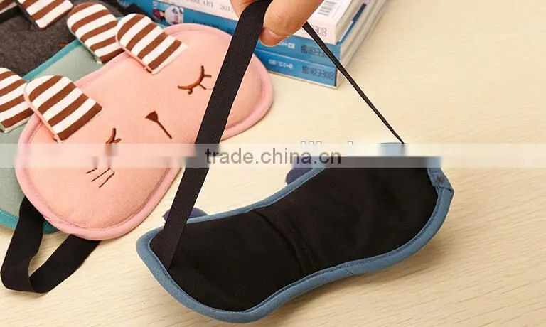 Wholesale Korea Style Hot Selling Anmail Shape Lovely Adjustable Cotton Travel Sleeping Aid Cover Light Eye Mask