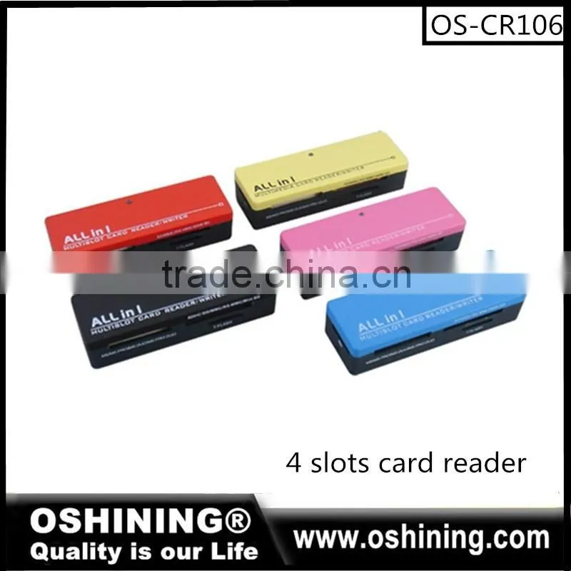 Wholesale high speed all in1 usb 2.0 card reader with 4slots (OS-CR145)