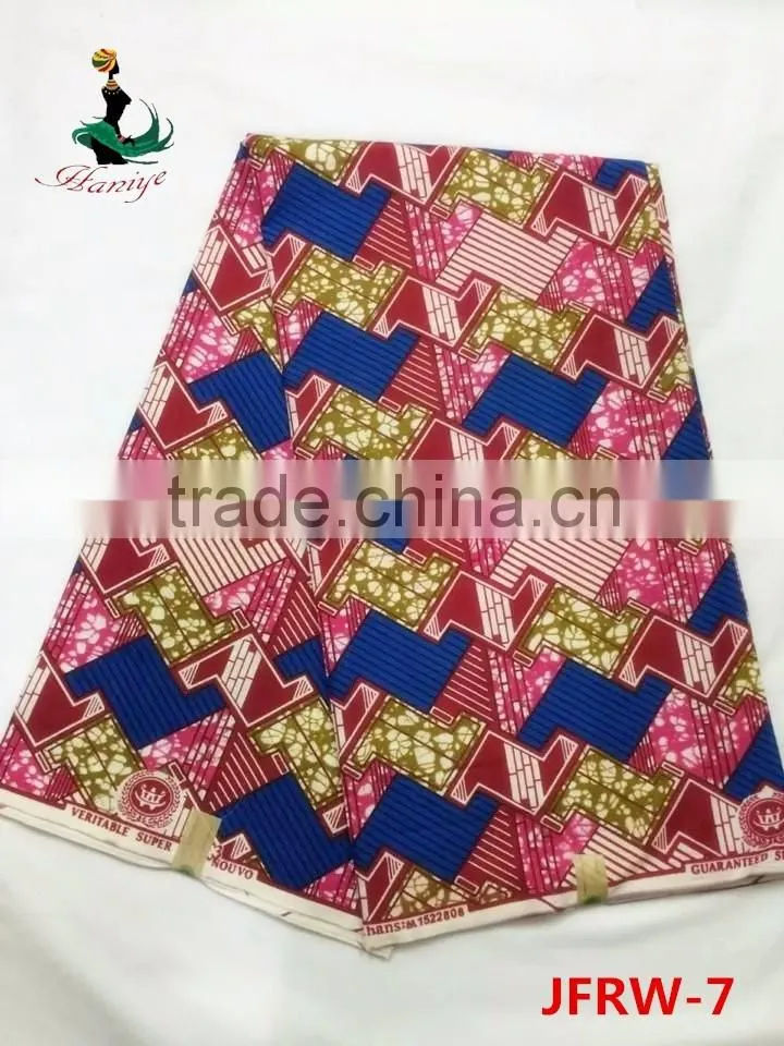 Haniye 2016/100% cotton Hot Selling Home Textile Printed wax Print Fabric/JFRW-7